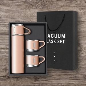 Thermos/Flask Rose Gold Set w Cups-16.9oz NWT